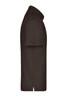 A brown polo shirt with a collar and short sleeves, featuring a side view and a logo.