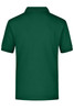 A green polo shirt with a collar and short sleeves, featuring a branding logo on the back.