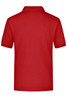 A red polo shirt featuring a pocket and a logo on the chest area. The back view is shown.
