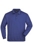 A purple long-sleeve polo shirt with a collar and three buttons. It features a logo on the chest.
