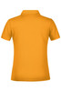 A yellow polo shirt with a collar and short sleeves, featuring a logo on the back.