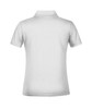 A white polo shirt with a collar and short sleeves, featuring a logo on the back.