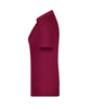 A maroon polo shirt for women, featuring a classic design and a fitted silhouette. It has a logo on the side.