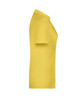 A yellow polo shirt featuring short sleeves and a classic collar, with a branding logo on the side.
