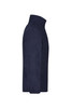 A navy half-zip fleece jacket with a high collar, featuring a logo. Ideal for casual wear.