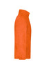 An orange half-zip fleece jacket featuring a high collar and a logo.