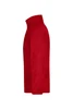 A red half-zip polar fleece jacket with a high collar and long sleeves. It features a logo.