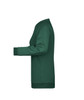 A green ladies' sweater featuring a simple design and a logo, shown from the side.