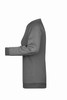 A grey ladies' sweater featuring a long silhouette and ribbed detailing at the cuffs. It includes a logo.