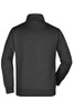 A black men's jacket with a high collar and long sleeves, featuring a plain back design and a logo.