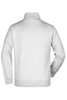 A white men's jacket with a collar and long sleeves, featuring a smooth back design and ribbed hem.