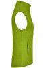 A green microfleece vest with a high collar and no sleeves, featuring a side pocket.