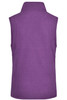 A purple microfleece vest with a high collar, featuring a logo on the back.