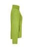 A green microfleece jacket with a high collar and side pockets. It has a simple design and includes a logo.