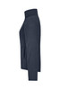 A navy microfleece jacket with a high collar and side pockets, featuring a logo on the fabric.