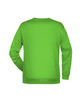A bright green jumper with a crew neck and long sleeves, featuring a branding logo on the back.