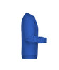 A blue jumper with long sleeves and a crew neckline, featuring a logo on the front.