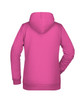 A pink ladies hoodie featuring a hood and long sleeves, with a simple design and a logo at the back.