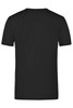 A black elastic T-shirt featuring a plain design on the back and a logo.