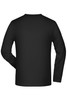 A black long-sleeve T-shirt with a plain back and a logo.