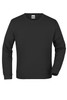 A black sweatshirt with long sleeves and a crew neckline. The item features a basic design and has a logo.