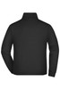 A black track jacket with a high collar and a simple design, featuring a back view. It includes a logo.