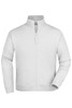 A white track jacket with a full zip and a collar, featuring a zippered front and long sleeves.