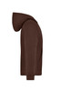 A brown hooded jacket junior displayed from the side, featuring a hood and a pocket. It has a simple design.