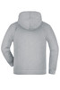 A grey hooded jacket with a relaxed fit designed for juniors, featuring a large hood and long sleeves.