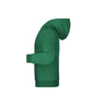 A green children's hoodie featuring a hood and a side view design, with a logo on the front.