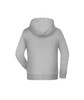 A grey children's hoodie featuring a kangaroo pocket and a hood at the back. Includes a logo.