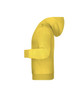 A bright yellow children's hoodie with a kangaroo pocket and a hood, featuring a brand logo.