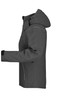 A grey Ladies Winter Softshell Jacket with a hood and a logo, displayed from the side.