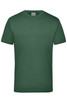 A green work T-shirt with a round neck and short sleeves, featuring a label in the neckline and a simple design.