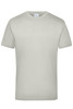 A light grey work T-shirt with short sleeves and a round neckline, featuring a logo on the label.