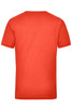 A red work t-shirt with a simple design and short sleeves, featuring a logo on the back.
