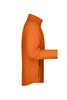 An orange men's softshell jacket with a high collar and a zippered pocket on the side.