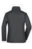A black Ladies Softshell Jacket with a high collar and raglan sleeves, featuring a logo on the back.
