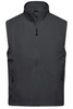 A grey men's softshell vest with a high collar and zippered front, featuring two side pockets.