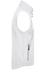 A white men's softshell vest with a zippered pocket and a high collar, showcasing a lightweight design.