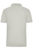 A grey work polo shirt featuring a classic collar and short sleeves, with a logo on the chest.