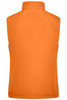 A ladies' softshell vest in orange, featuring a sleeveless design and a collar, with a logo on the back.