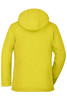 A bright yellow ladies soft shell jacket with a hood, featuring a plain back design.
