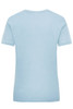 A light blue women's work t-shirt with a simple design, featuring a branding logo on the back.