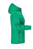A green ladies' maritime jacket with a hood, featuring zippered pockets and a fitted design. Includes a logo.