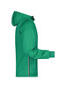 A green men's maritime jacket, featuring a hood and zippered closure, with a fitted design and visible logo.