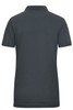 A dark grey ladies' polo shirt with a classic collar and short sleeves, featuring a logo on the back.