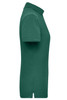 A green ladies' workwear polo shirt displayed from the side, featuring a collar and short sleeves.