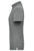 A grey ladies workwear polo shirt with a collar and short sleeves, featuring a logo on the chest.