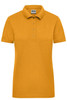 A ladies' workwear polo in vibrant yellow with a classic collar and button placket. Features a logo.